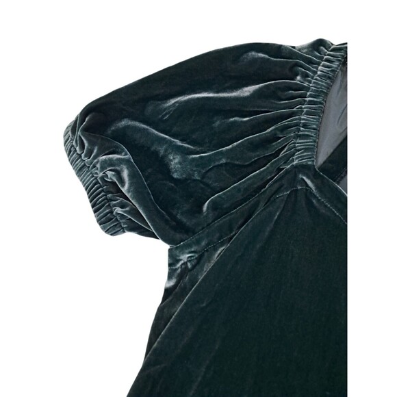 New LOFT Top Women's XL Green Velvet Puff Short Sleeve Holiday Christmas Party - Picture 4 of 8